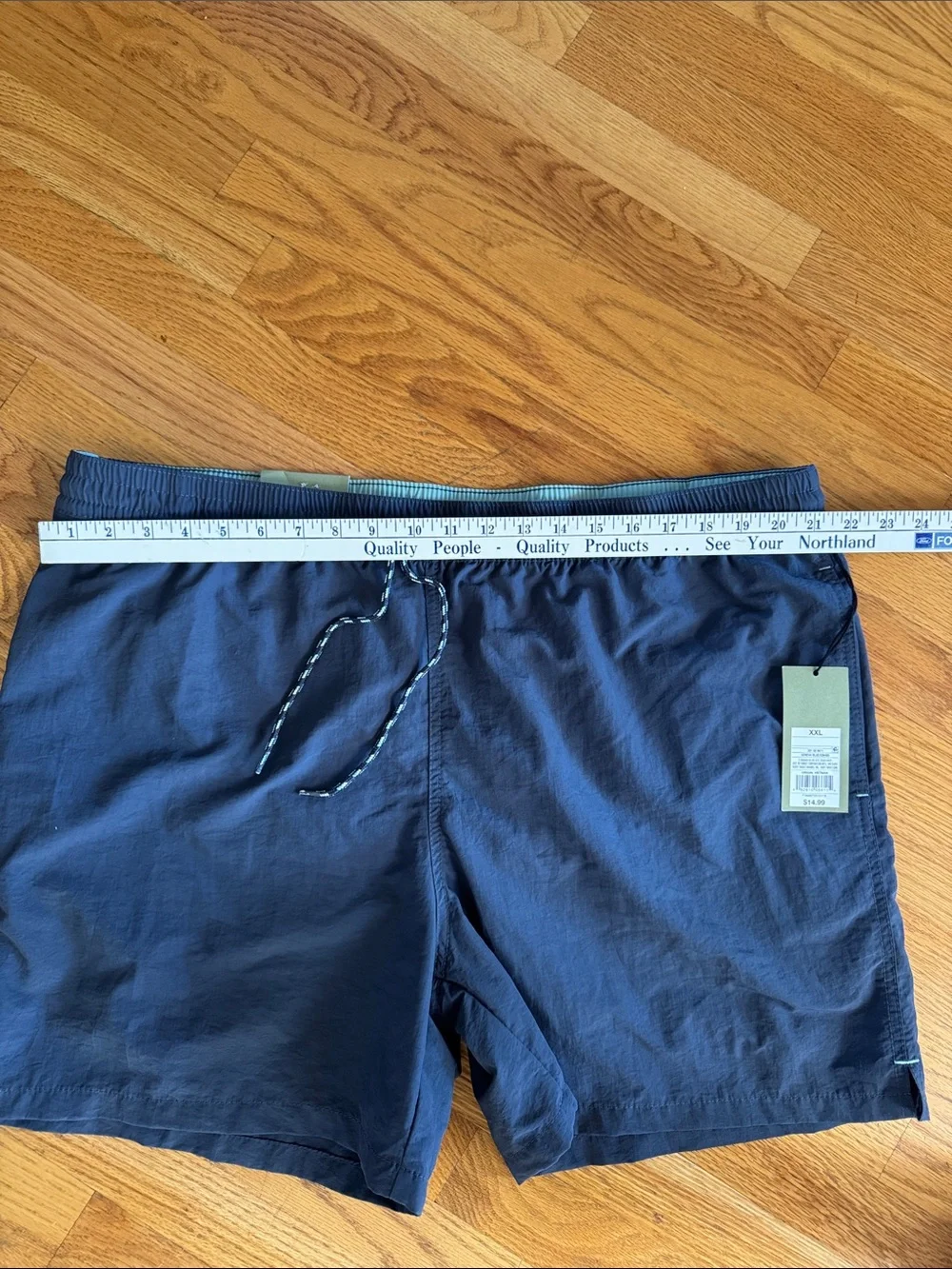 New! Goodfellow & Co Geneva Blue Elastic-Waist Swim Trunks XXL